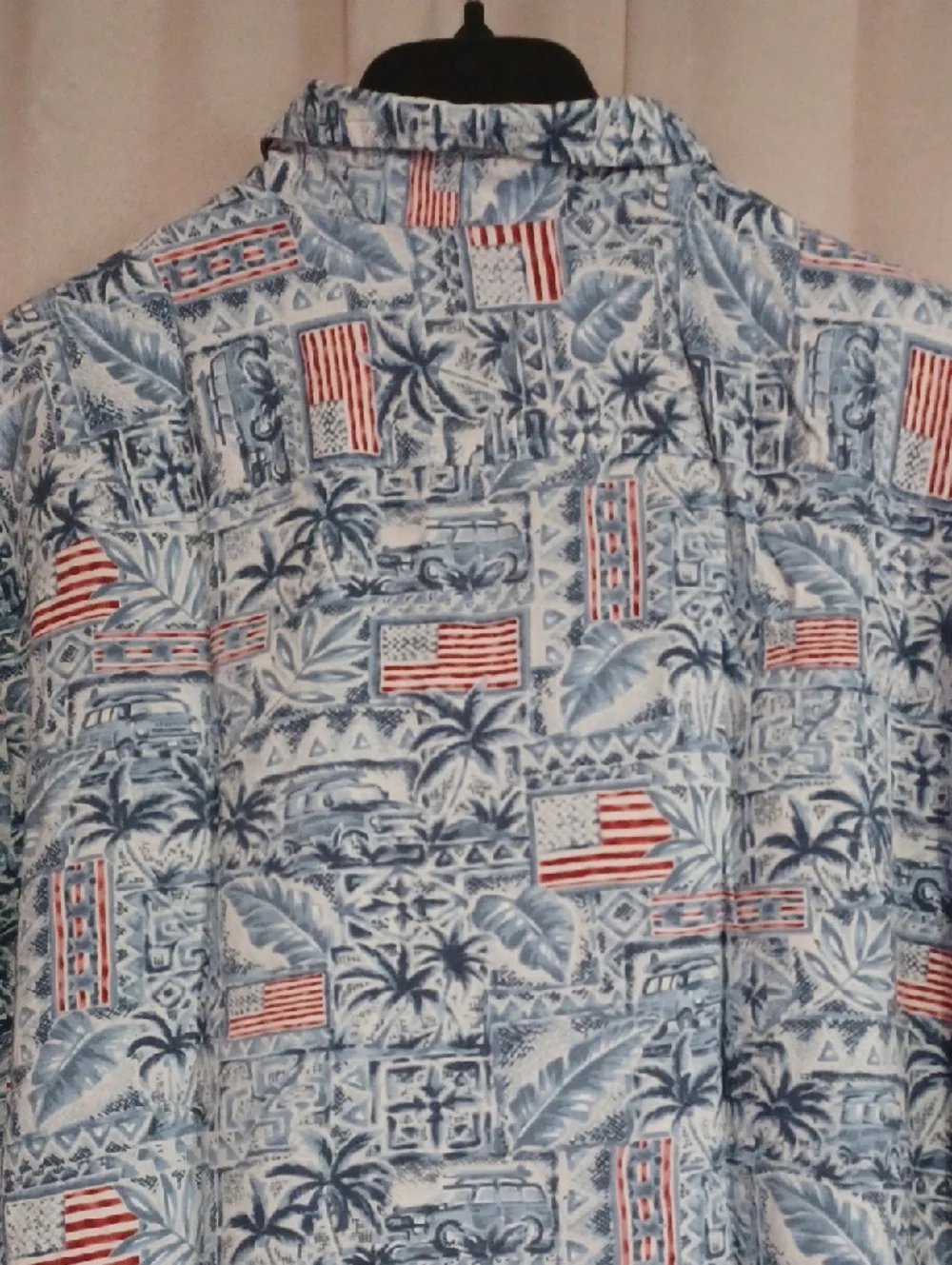 The Foundry Supply Co. Blue Short-Sleeve Tropical Flag Print Button-Down Shirt